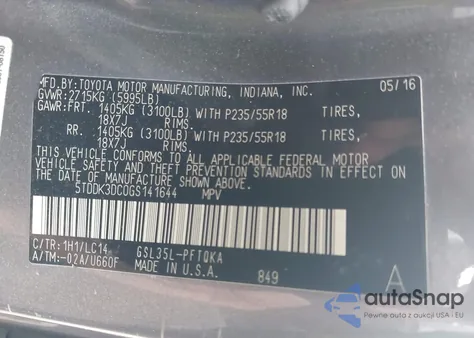 2016 Toyota Sienna Xle 7 Passenger from USA, damaged, VIN 5TDDK3DC0GS141644